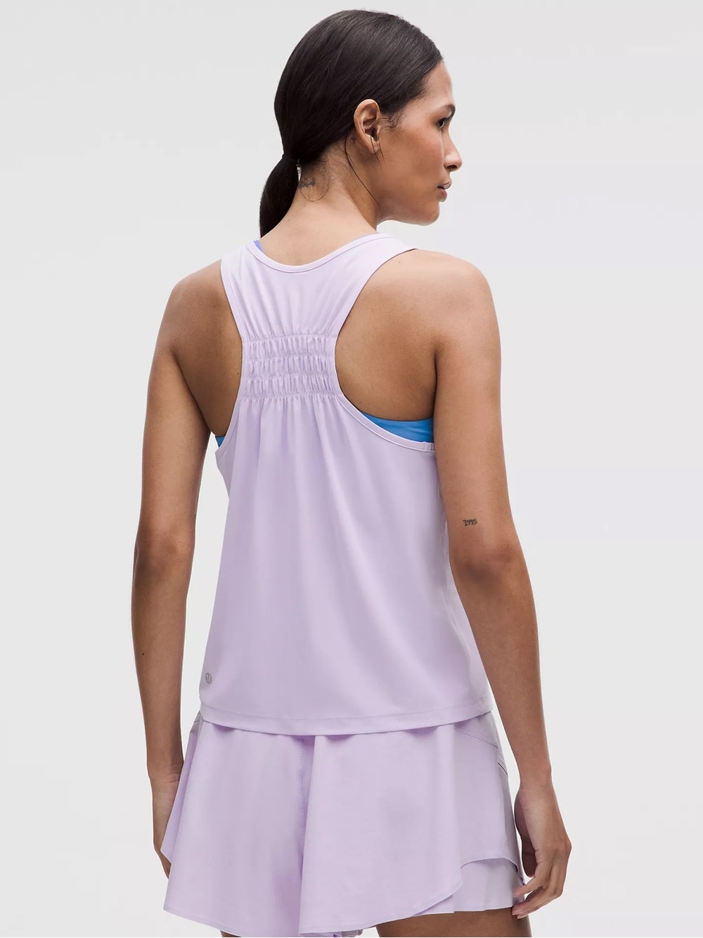 lululemon athletica ruched racerback Lavender frost Racerback Tank Top xxxs